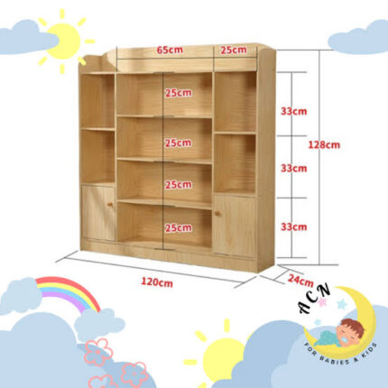 Wooden Bookshelf Storage Organizer with Multiple Compartments –bk131